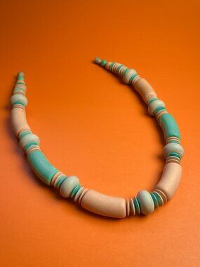 Vintage 80's Avon Sunbleached Colors Choker Pastel Chunky Clay Beaded Necklace